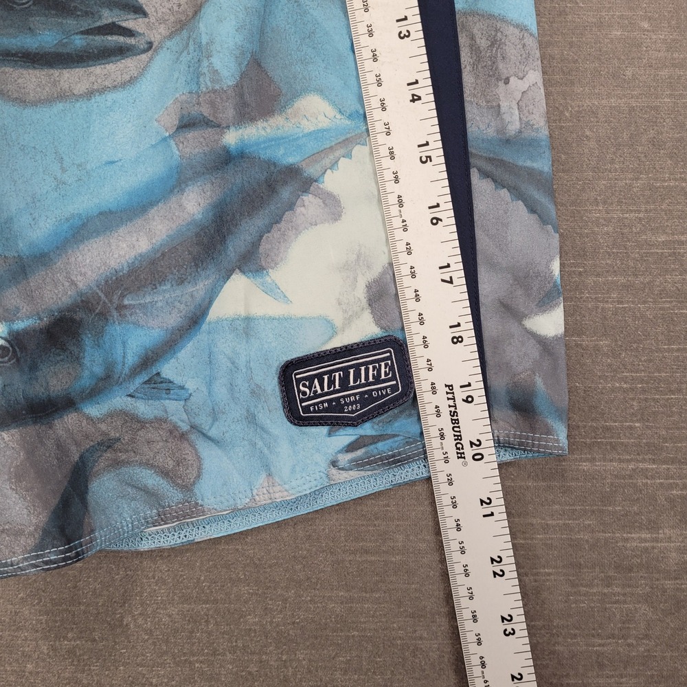 Salt Life Mens SLX QD Vapor Stretch Board Shorts Swim Trunks Blue‎ Fish 32 - Picture 3 of 9